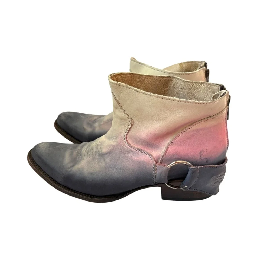 Freebird by Steven Cali Ombre Leather Ankle Boots Pink Blue Sunset 9M